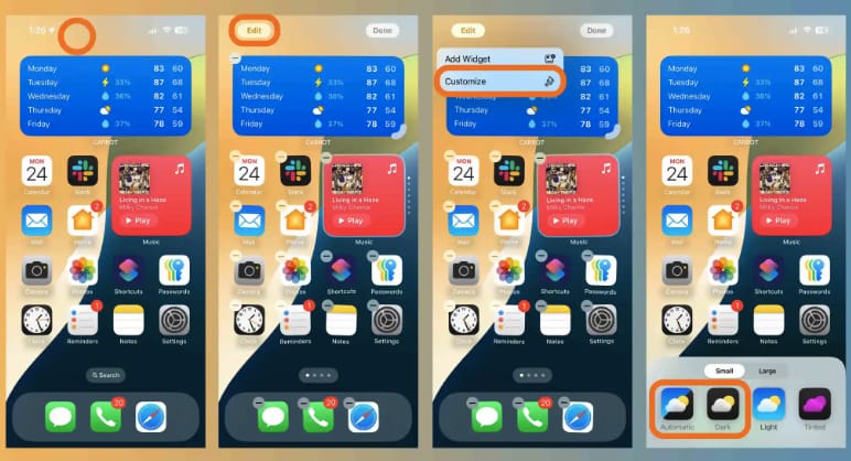 iOS 18 新功能: 在 iPhone 上啟用深色模式應用程式圖示