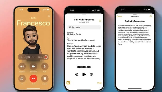 蘋果 iOS 18 加入通話錄音和通話內容轉文字的功能