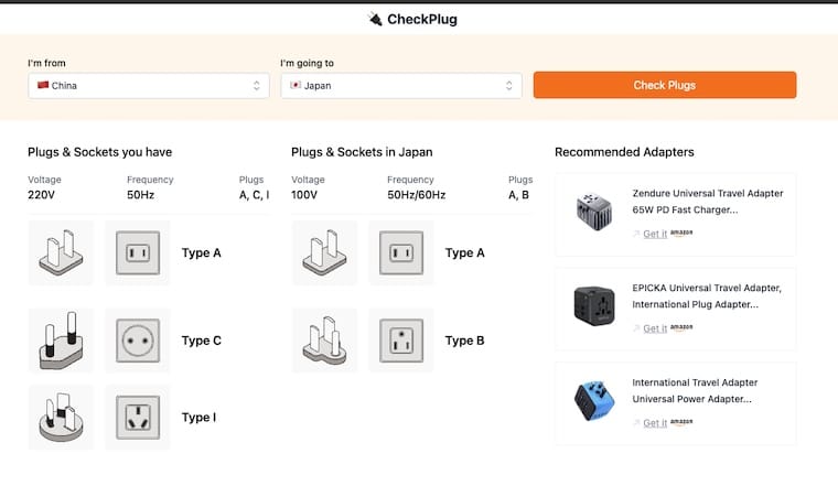 CheckPlug - 快速查詢合適插頭的線上工具