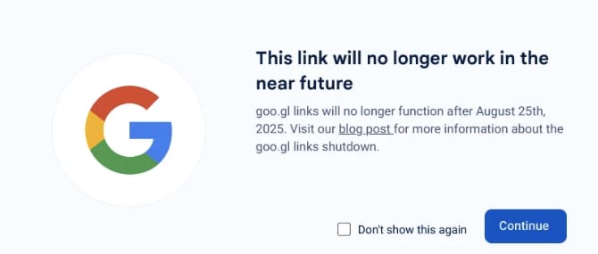 谷歌網址縮短服務 Goo.gl 將於 2025 年 8 月停止運營