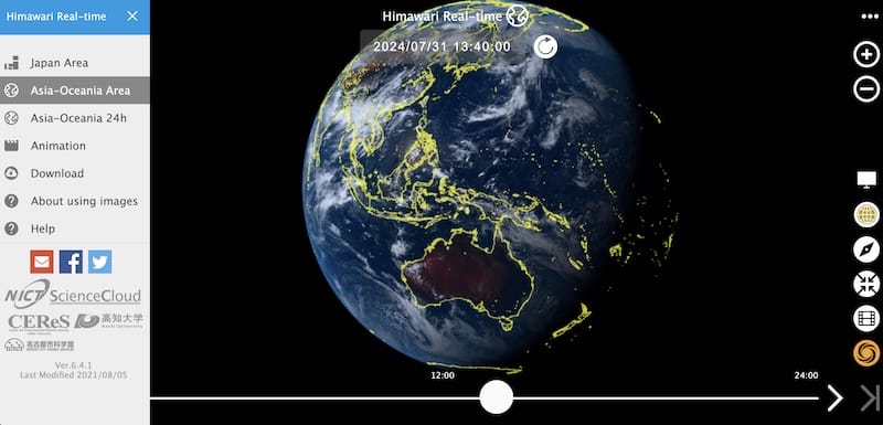 Himawari Real-time：氣象圖實時監測線上網站