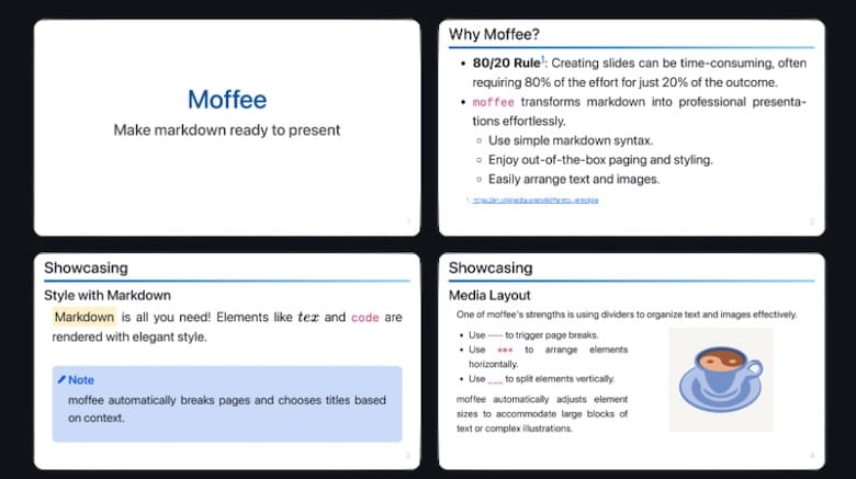 moffee - markdown 生成 ppt 的工具（開源免費）