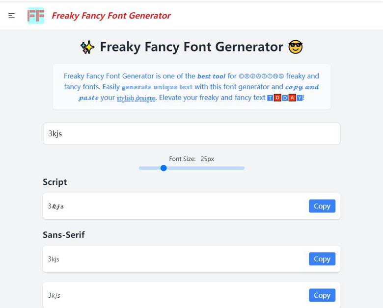 Freaky Fancy Font Generator - 線上字體生成器