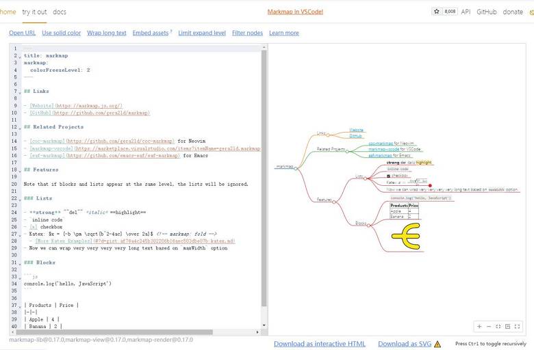 markmap - markdown 生成思維導圖的工具