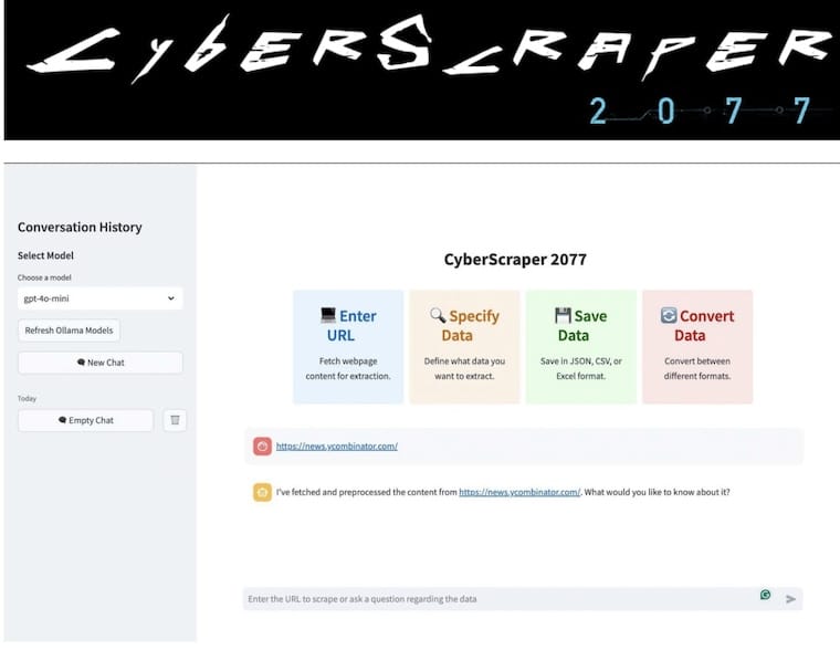 CyberScraper 2077 - 基於 AI 的網路爬蟲工具