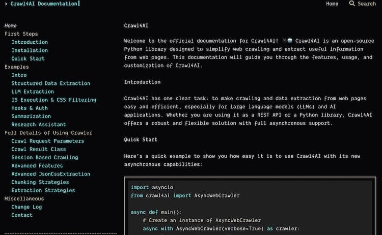 Crawl4AI - 開源非同步網頁爬蟲和網頁抓取工具