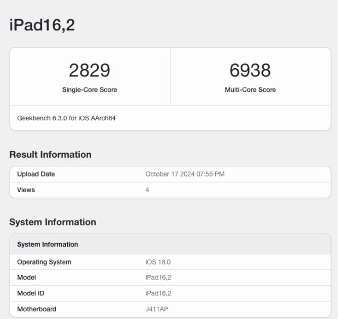 iPad mini 7 Geekbench 跑分曝光，確認搭載 8GB 內存