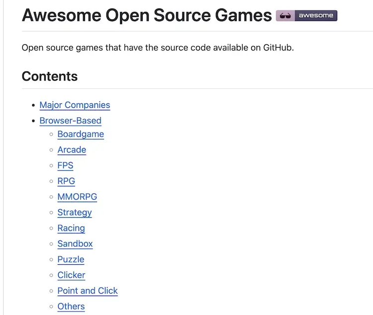 Awesome Open Source Games - 開源免費遊戲合集