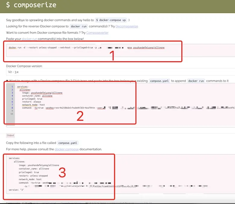 composerize - Docker Run 指令轉 Docker Compose 的工具