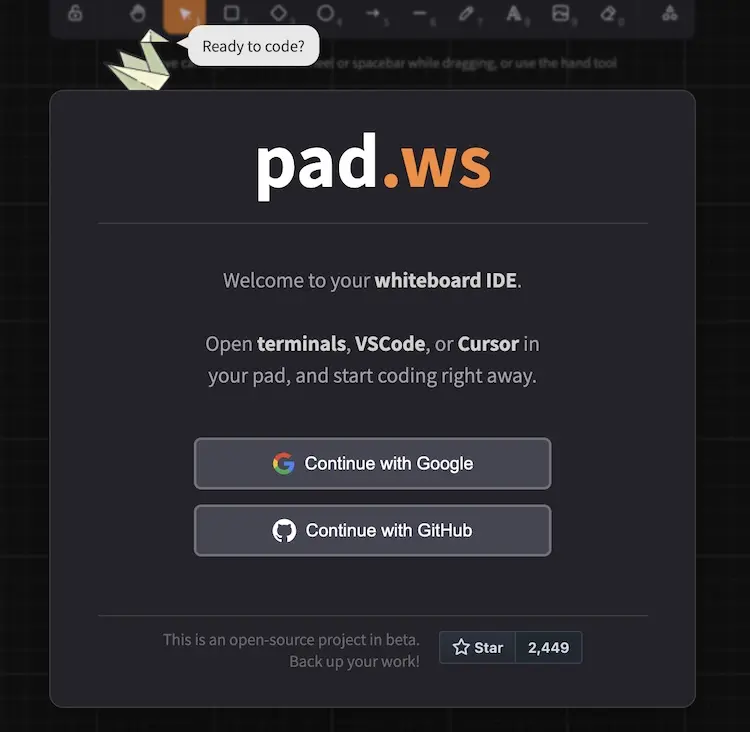 Pad.ws - 集合 IDE 的線上白板工具,提升開發效率 Pad.ws - 集合 IDE 的線上白板工具,提升開發效率