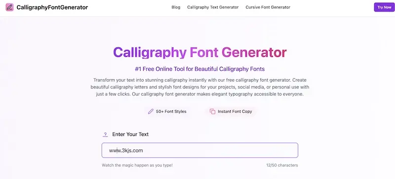 Calligraphy Font Generator - 英文書法字體線上產生器,輕鬆創建優雅文本 Calligraphy Font Generator - 英文書法字體線上產生器,輕鬆創建優雅文本